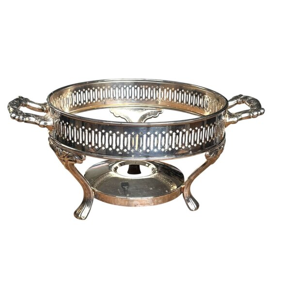 Vintage Oneida Silver-Plated Warming Chafing Pedestal Stand Only No Lid No Dish - Picture 1 of 10